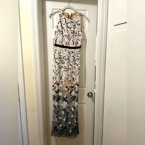 Aidan Mattox Black & White Floral Gown size 2
